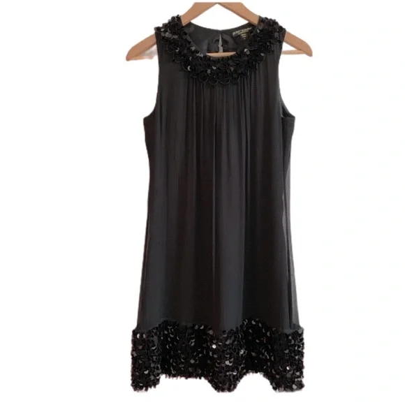 black evening shift dress Embellished Sleeveless Shift Dress